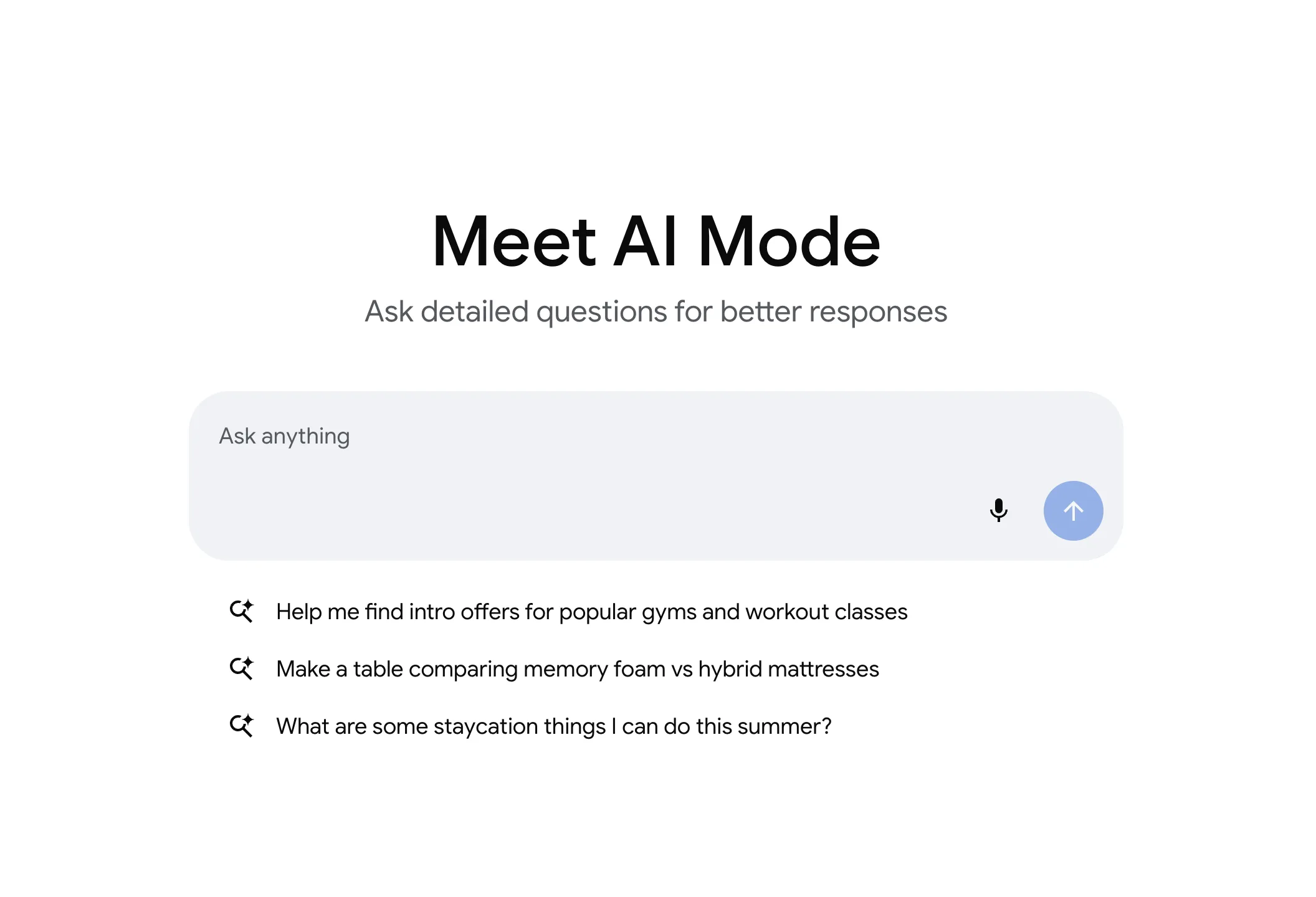 Google AI Mode main page