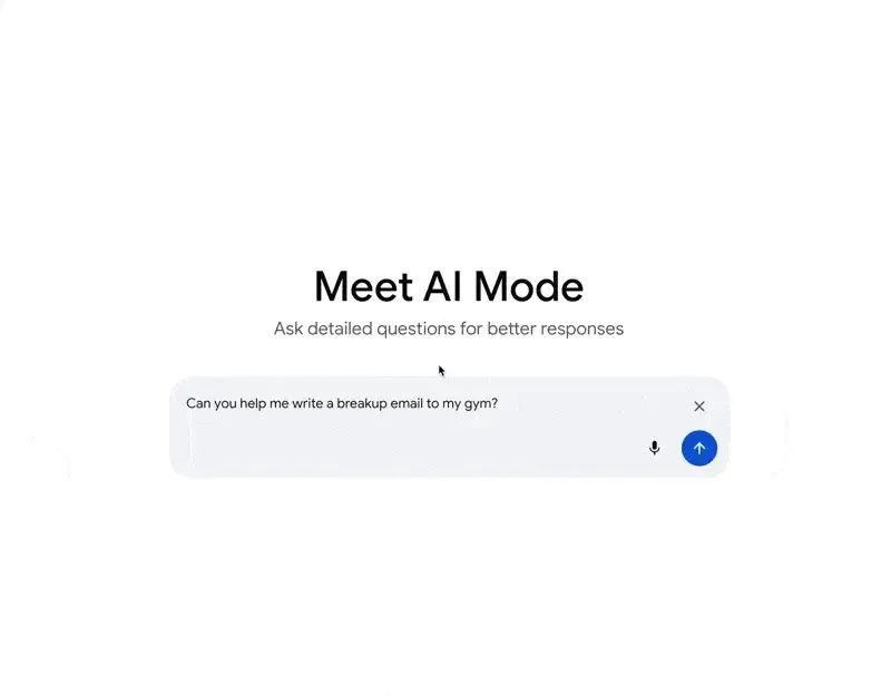 GIF - using Google's AI mode asking it to help me write an email to stop my membership at the gym